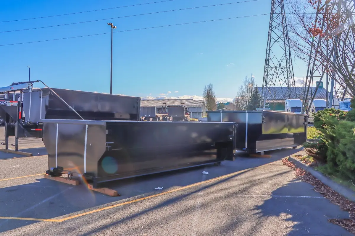 Roll-off dumpster ready for waste disposal at job site for 6 Yard Dumpster Rental in Highland